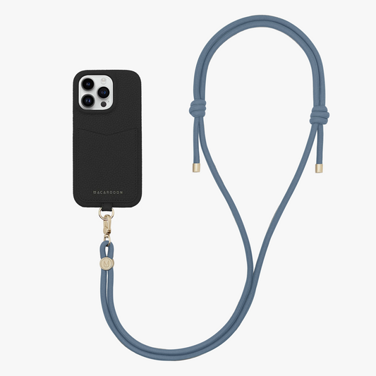 Sling-Kartenetui aus Leder für iPhone 15 Pro Max mit Crossbody-Seilgurt