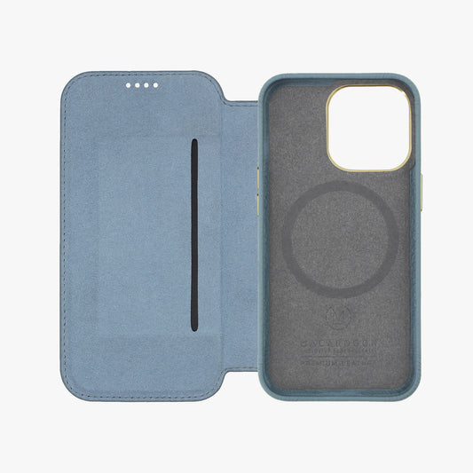 Schickes iPhone 13 Pro MagSafe Leder Flip Cover mit Lederhülle