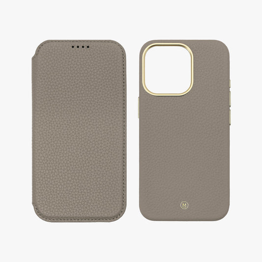 Sleek iPhone 14 Pro MagSafe Leather Flip Cover with Leather Case