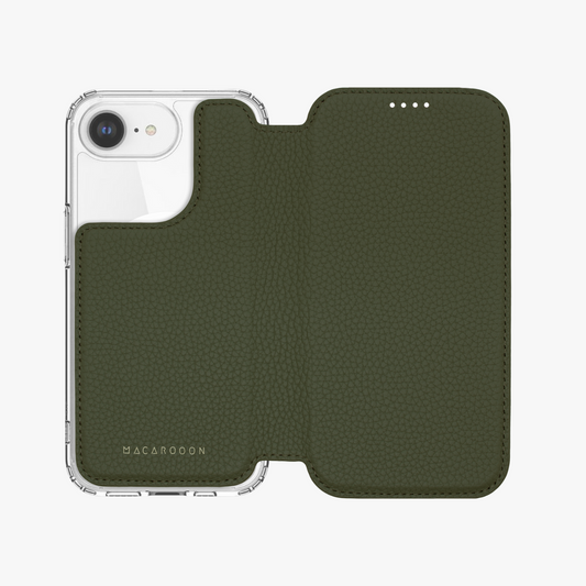 Sleek iPhone 16e MagSafe Leather Flip Cover with Clear Case