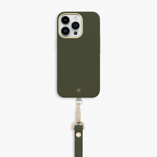 Étui en cuir pour iPhone 15 Pro Max avec dragonne en cuir