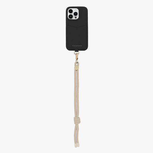 iPhone 15 Pro Max Sling-Kartenetui aus Leder mit Kordel-Handschlaufe