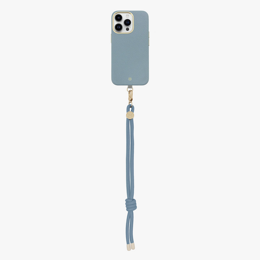 Étui MagSafe en cuir avec dragonne pour iPhone 15 Pro Max
