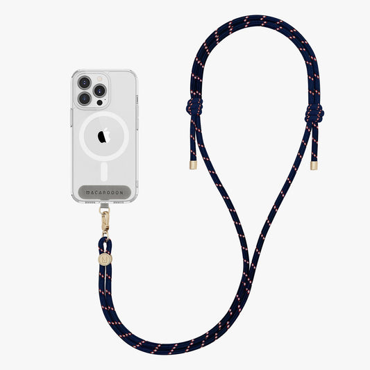 Coque transparente pour iPhone 15 Pro avec bandoulière en corde