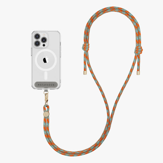 Coque transparente pour iPhone 15 Pro avec bandoulière en corde