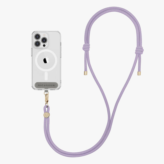 Coque transparente pour iPhone 15 Pro avec bandoulière en corde