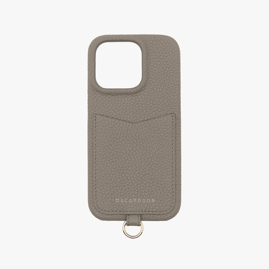iPhone 15 Leather Sling Card Case with Crossbody Leather Strap