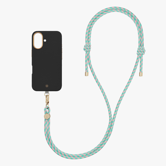 iPhone 17 Leather MagSafe Case with Crossbody Rope Strap