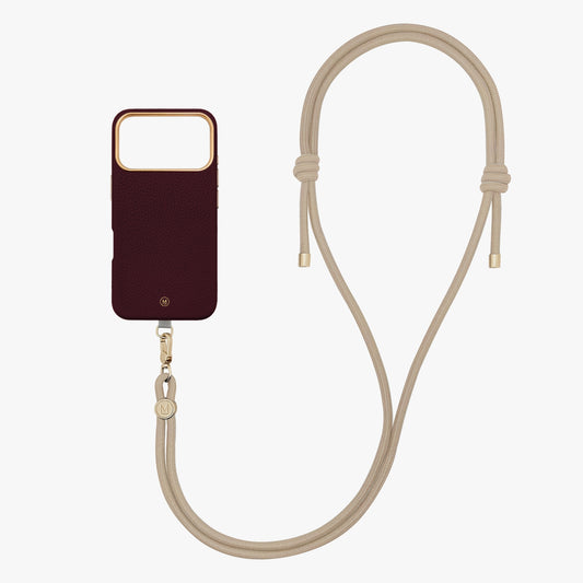 iPhone 18 Pro Leather MagSafe Case with Crossbody Rope Strap