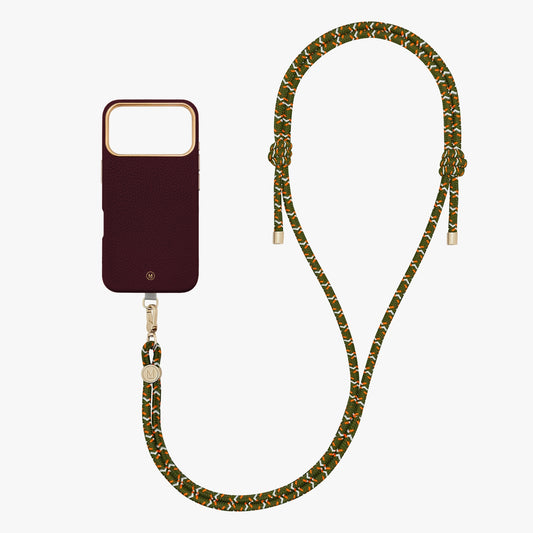 iPhone 18 Pro Leather MagSafe Case with Crossbody Rope Strap