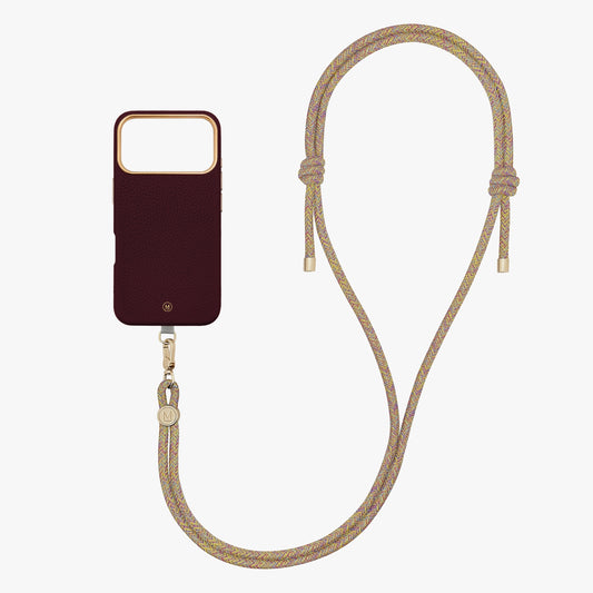 iPhone 18 Pro Leather MagSafe Case with Crossbody Rope Strap