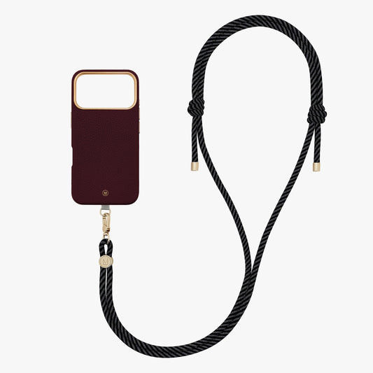 iPhone 18 Pro Leather MagSafe Case with Crossbody Rope Strap