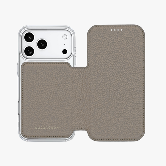 Sleek iPhone 17 Pro MagSafe Leather Flip Cover with Clear Case