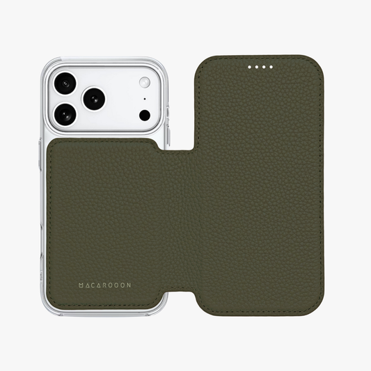 Sleek iPhone 17 Pro MagSafe Leather Flip Cover with Clear Case