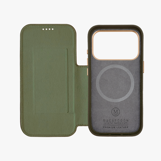 Sleek iPhone 17 Pro Max MagSafe Leather Flip Cover with Leather Case