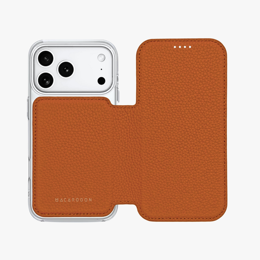 Sleek iPhone 17 Pro MagSafe Leather Flip Cover with Clear Case