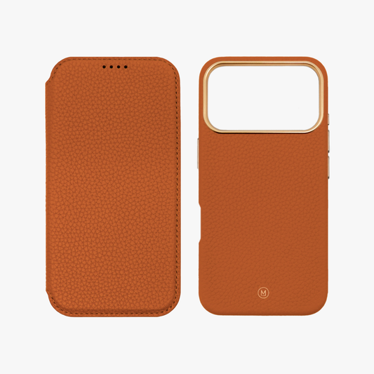 Sleek iPhone 18 Pro MagSafe Leather Flip Cover with Leather Case