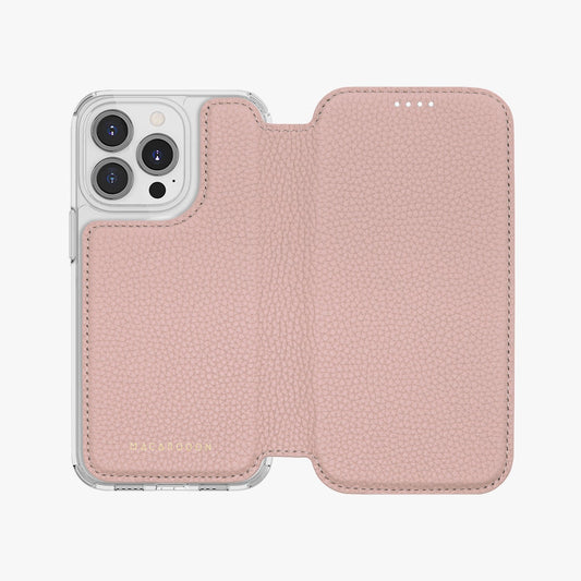 Sleek iPhone 12/12 Pro MagSafe Leather Flip Cover with Clear Case