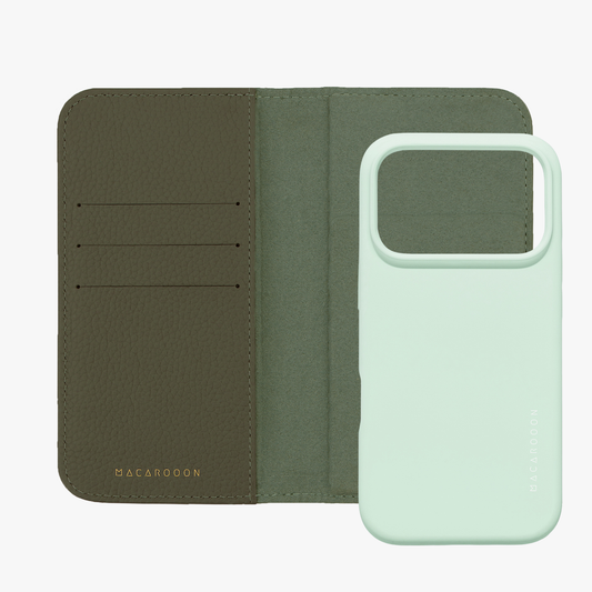 iPhone 17 Pro MagSafe Leather Flip Cover with Silicone Case