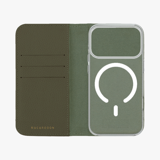 iPhone 17 Pro MagSafe Leather Flip Cover with Clear Case