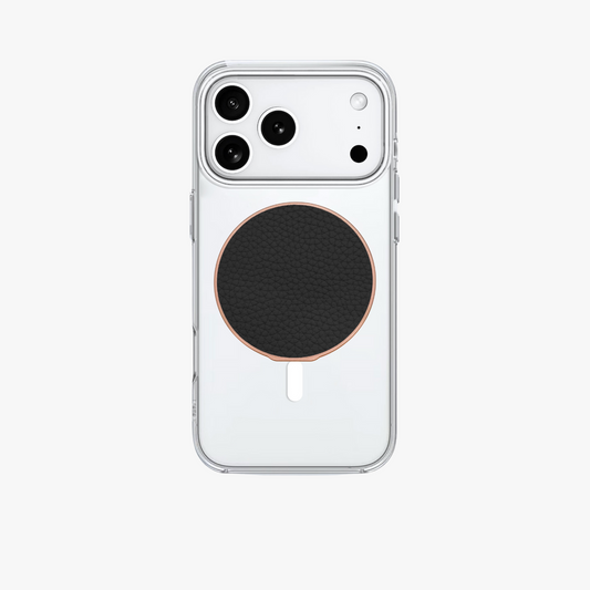 iPhone 17 Pro MagSafe HD Clear Case with Grippit Leather Grip Stand