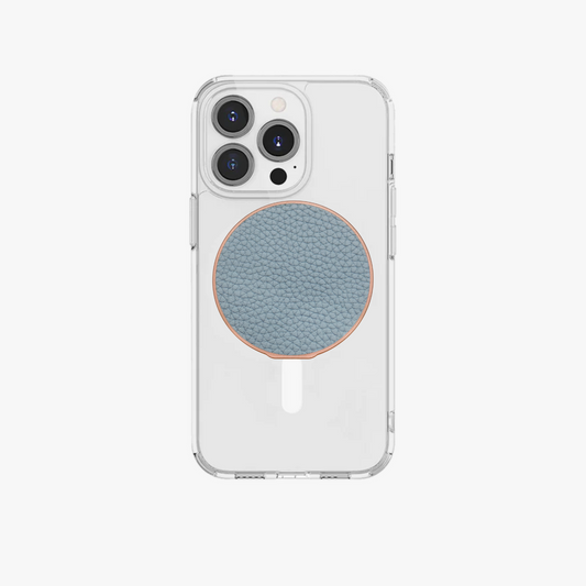 iPhone 15 Pro MagSafe HD Clear Case with Grippit Leather Grip Stand