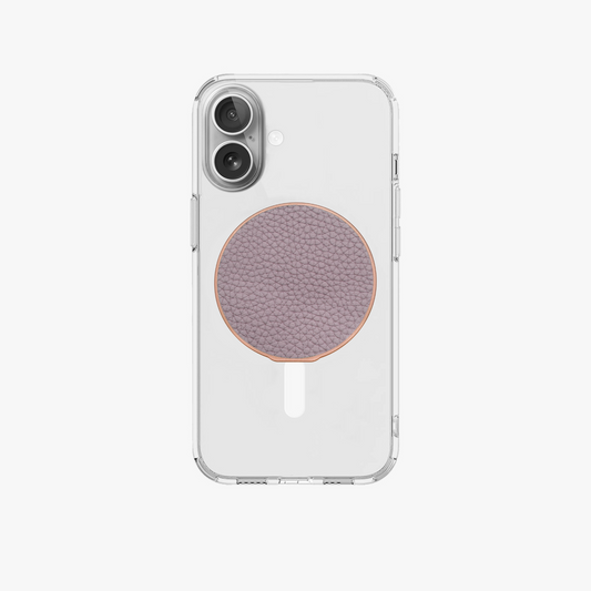 iPhone 16 MagSafe HD Clear Case with Grippit Leather Grip Stand