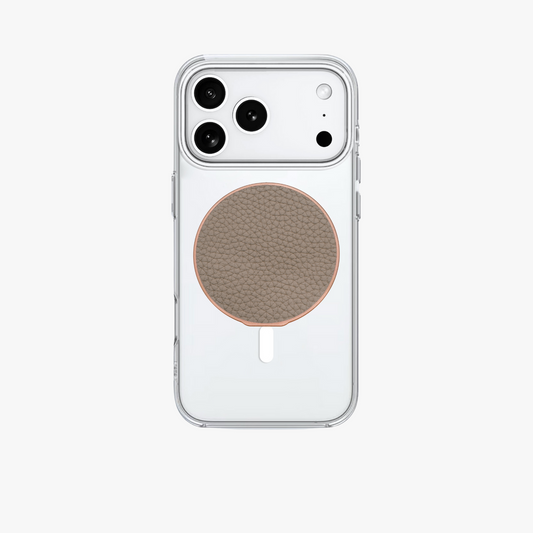 iPhone 17 Pro MagSafe HD Clear Case with Grippit Leather Grip Stand