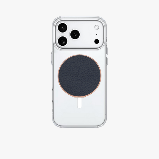 iPhone 17 Pro MagSafe HD Clear Case with Grippit Leather Grip Stand