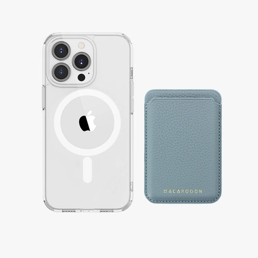 iPhone 13 Mini 高清透明手機殼連皮革MagSafe卡套套裝