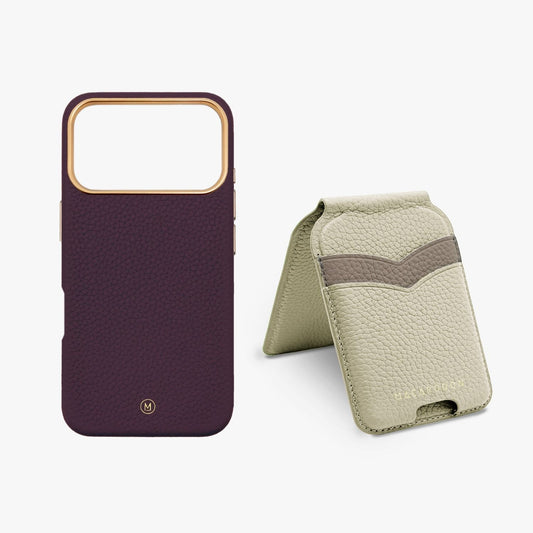 iPhone 18 Pro Leather MagSafe Case + Leather MagSafe Wallet Stand with Mirror