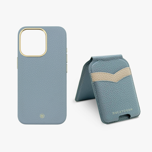 iPhone 15 Pro Leather MagSafe Case + Leather MagSafe Wallet Stand with Mirror