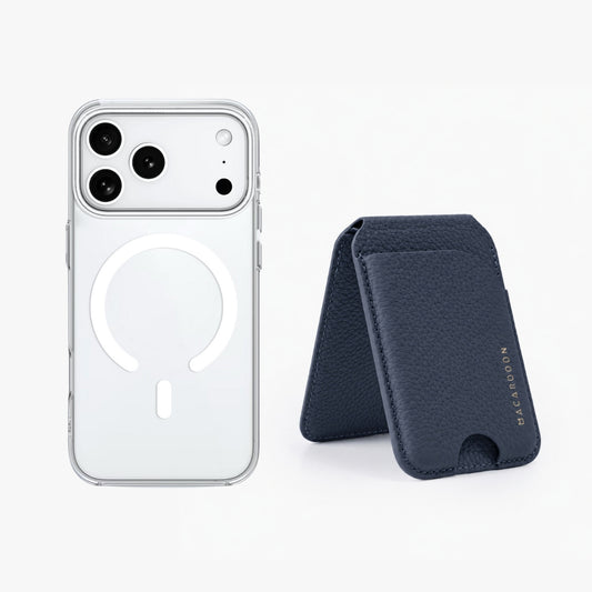 iPhone 18 Pro HD Clear MagSafe Case + FlexStand Leather MagSafe Wallet