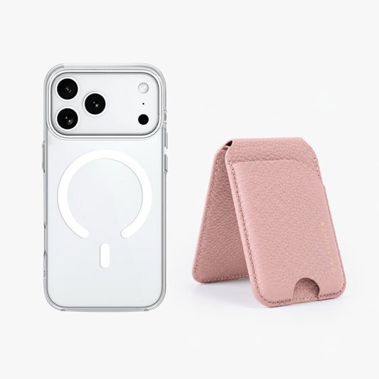 iPhone 18 Pro HD Clear MagSafe Case + FlexStand Leather MagSafe Wallet