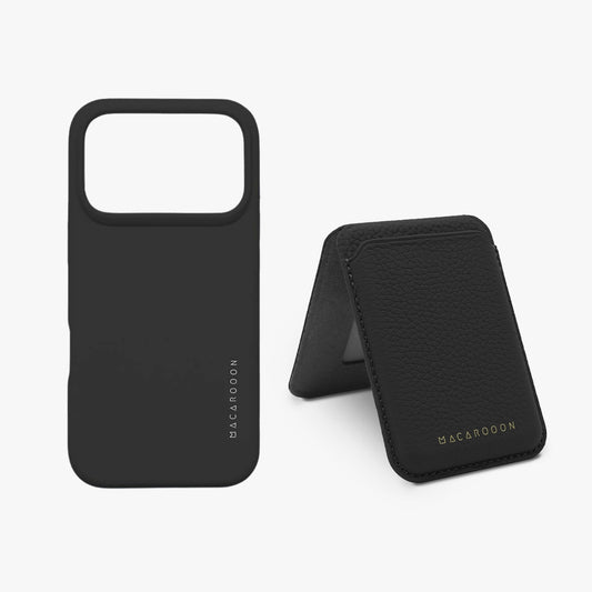 iPhone 18 Pro Silicone MagSafe Case + Leather MagSafe Wallet with Stand