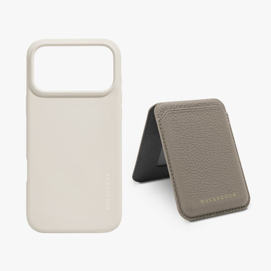 iPhone 18 Pro Max Silicone MagSafe Case + Leather MagSafe Wallet with Stand