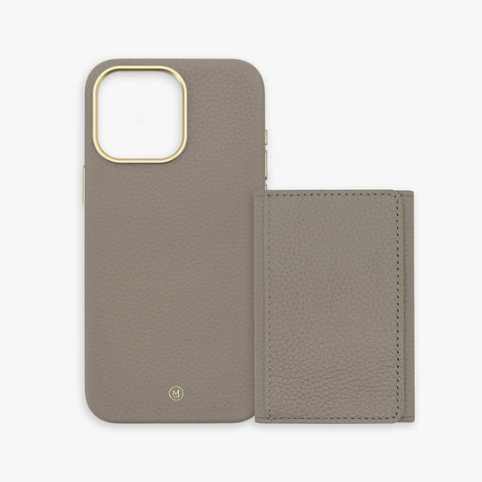 iPhone 15 Pro Leather Case with MagSafe Trifold Wallet Set