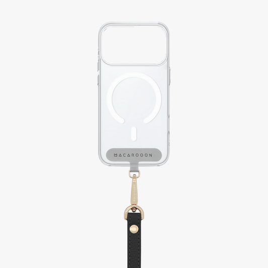 iPhone 17 Pro Clear Case with Wrist Leather Strap