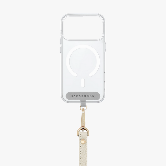 iPhone 17 Pro Clear Case with Wrist Leather Strap