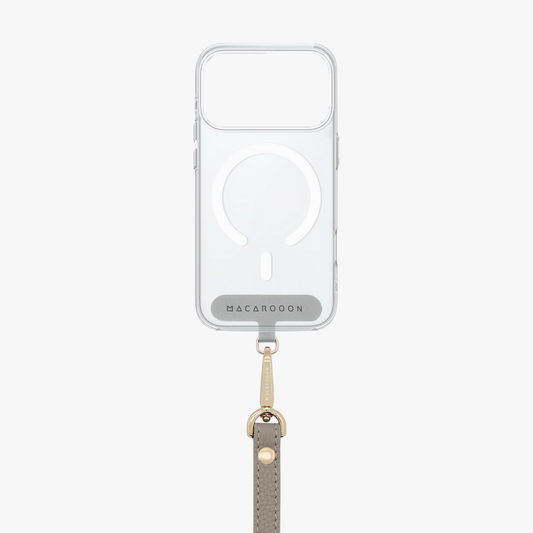 iPhone 17 Pro Clear Case with Wrist Leather Strap