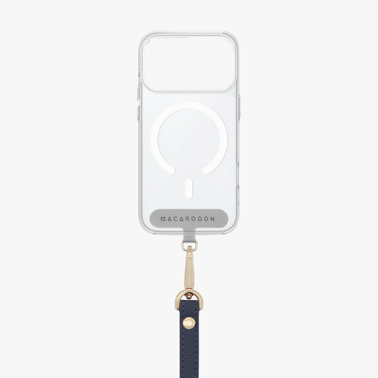 iPhone 17 Pro Clear Case with Wrist Leather Strap