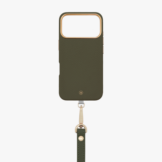 iPhone 17 Pro Max Leather MagSafe Case with Wrist Leather Strap