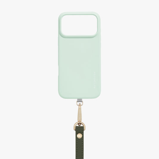iPhone 18 Pro Silicone MagSafe Case with Wrist Leather Strap