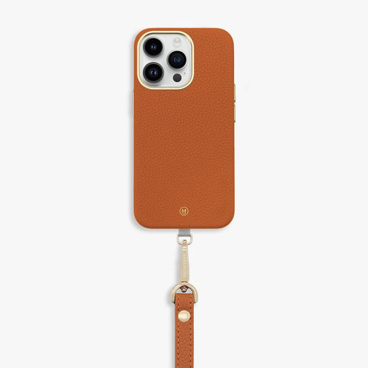 iPhone 15 Leather Case with Wrist Leather Strap