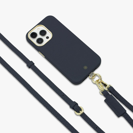 iPhone 14 Plus 皮革手機殼連可拆卸手機背帶