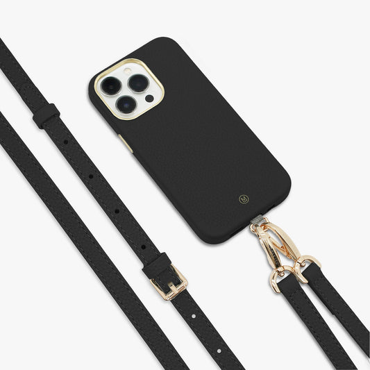 iPhone 15 Pro Leder MagSafe Hülle mit Crossbody Ledergurt