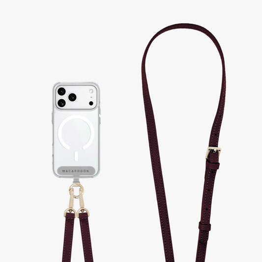 iPhone 18 Pro Clear Case with Crossbody Leather Strap