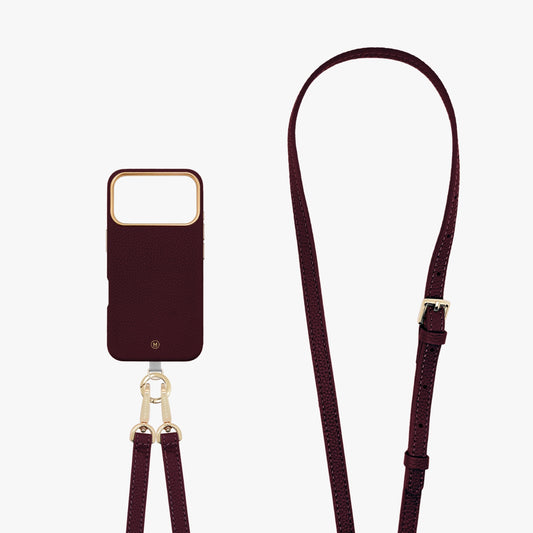 iPhone 18 Pro Leather MagSafe Case with Crossbody Leather Strap