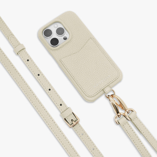 iPhone 15 Pro Sling-Kartenetui aus Leder mit Crossbody-Ledergurt