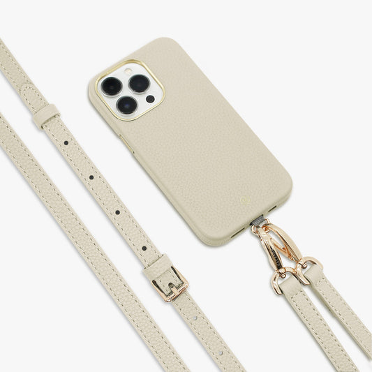 Étui MagSafe en cuir avec bandoulière en cuir pour iPhone 15 Pro